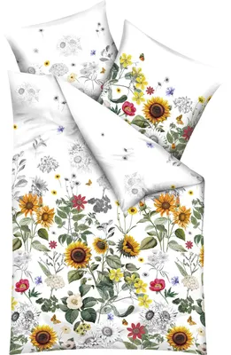 Produktbild von Kaeppel Bettwäsche Sonnenblumen" gelb-grün 1x 155x220 cm + 1x 80x80 cm"