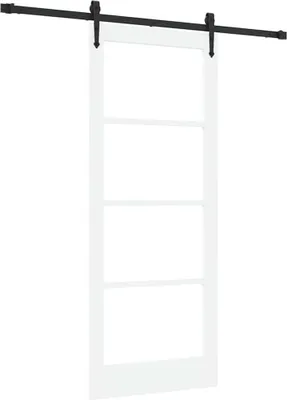 Produktbild von vidaXL Schiebetür 83 x 202 cm Massivholz Kiefer und Glas Weiß