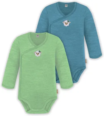 Produktbild von normani 2er Set Unisex Baby Wickelbody Langarm-Strampler