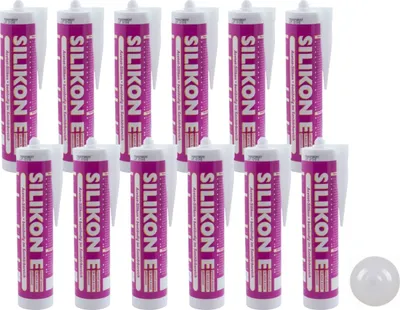 Produktbild von ARLI SET: 12x Silikon 310ml transparent Universal Sanitär Bad Dusche Küche Fuge Fenster innen außen - 12 Kartuschen