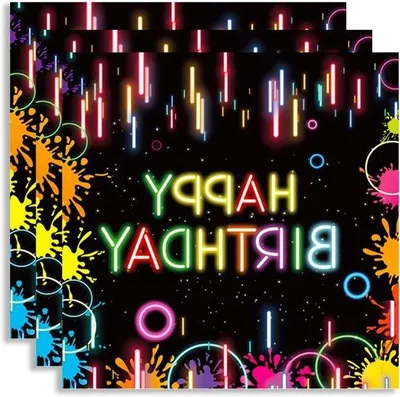 Produktbild von Neon-Party-Tücher für Geburtstagsdekoration - Packung von 24 Stücken
