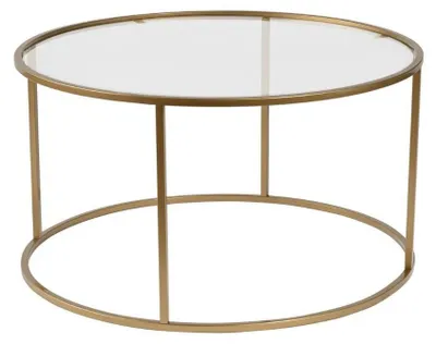 Image de CALICOSY - Table basse ronde avec plateau en verre D80 cm - AURUM