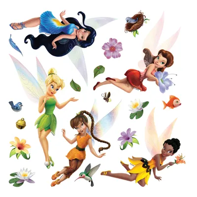 Obrázek produktu pro Disney tetování na zeď víly zelené, modré a oranžové - 600225 - 30 x 30 cm