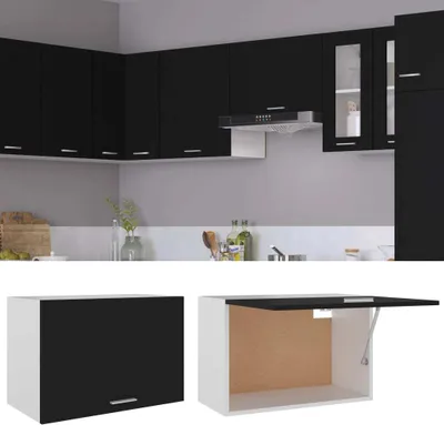 Produktbild von vidaXL Hängeschrank Schwarz 60x31x40 cm Holzwerkstoff
