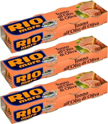 Produktbild von Rio Mare: Set of 12 Cans of Tuna Fish in Olive Oil, Yellowfin Tuna Quality * Pack of 12, 80g (2.82oz) Each * 960g (33.86oz) Total * [ Italian Import ]