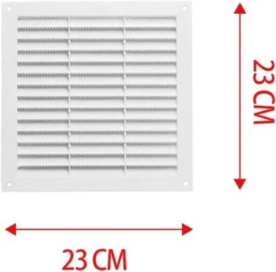 Obrázek produktu pro pravoúhlá ventilační mřížka 230 x 230 mm s ochranou proti komárům a hmyzu - Bílý plast