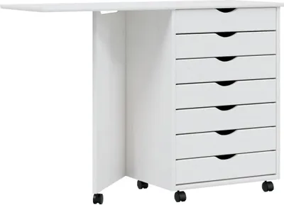 Produktbild von vidaXL Rollschrank mit Schreibtisch MOSS Weiß Massivholz Kiefer