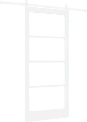 Produktbild von vidaXL Schiebetür 93 x 202 cm Massivholz Kiefer und Glas Weiß