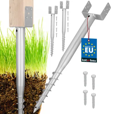 Produktbild von KOTARBAU® 2er Set U Pfostenträger zum Einschrauben 160 x 920 mm für Zaunpfosten Einschraub Bodenhülse Einschraubbodenhülse verzinkter Stahl Silber
