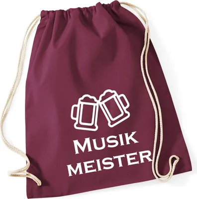 Produktbild von Huuraa Turnbeutel Musikmeister Spielmanszug 12 Liter Burgundy Baumwolle Rucksack Geschenkidee
