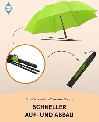 Produktbild von Famanu Reiseparasol UV-Schutz - Zusammenklappbar für Koffer, Camping, Strand, Balkon und Garten