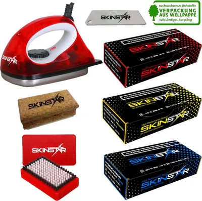 Image de Kit de fartage pour débutants SKINSTAR, fer à farter, brosse, fart hydrocarboné – kit 7 pièces