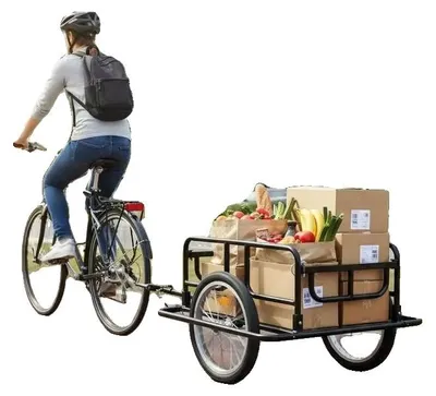 Zdjęcie produktu dla Przyczepka rowerowa, konstrukcja stalowa, składana, czarna