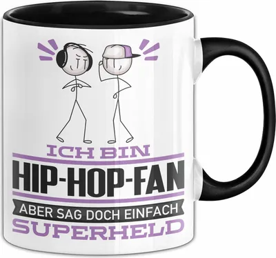 Produktbild von Hip-Hop-Fan Geschenk Tasse Ich Bin Hip-Hop-Fan Aber Sag Doch Einfach Superheld Lustige Geschenkdiee für Hip-Hop-Fan Kaffee-Becher (Schwarz)
