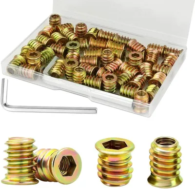 Dailygoods- Einschraubmuttern 50 Stück - M6 x 15 mm - Schraubeneinsätze - Innensechskant - Inbusschlüssel - Verzinkter