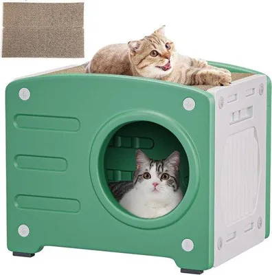 Immagine prodotto di Famanu Katzenhaus, tiragraffi per gatti - Impermeabile, capacità di carico 99 kg, colore verde