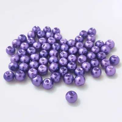 Image de Perles de verre - Type rond - 20g - 6 mm - Violet