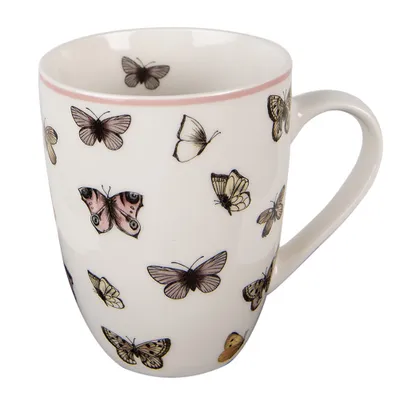 Obrázok produktu pre Hrnček Clayre & Eef 350 ml biely ružový porcelán motýle