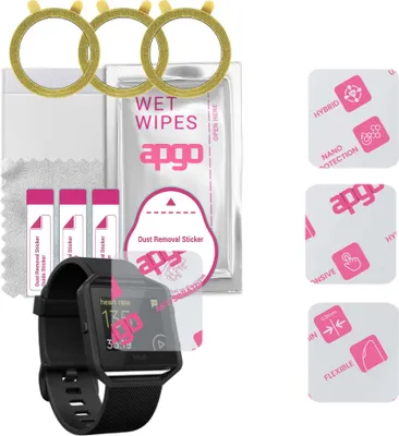 Produktbild von apgo 3 Stück Schutzglas, klar, kompatibel mit Fitbit Blaze GunMetal Smartwatch, Hybrid 8H, Ersatz für Hartglas, Displayschutzglas, Bildschirmschutz, Displayschutz, kratzfest
