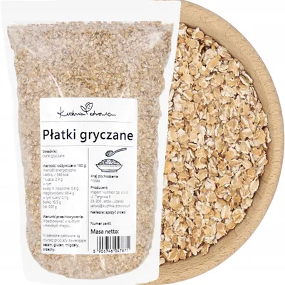 Produktbild von Buchweizenflocken hell 1 kg - Für Frühstück, Müsli und Backen