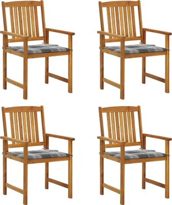 Productafbeelding van Tuinstoelen 4 st met kussens massief acaciahout