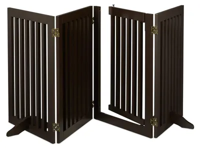 Obrázek produktu pro Zábrana pro psy - Skládací - Bez vrtání - Hnědá - 70 x 207 cm