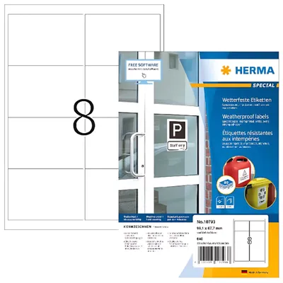 Image de Herma HERMA 10793 étiquette autocollante Rectangle Blanc 640 pc(s)