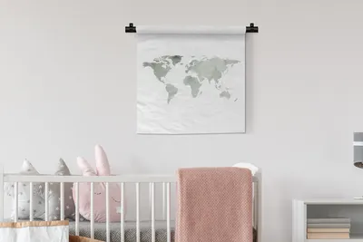 Produktbild von MuchoWow® Wandteppich Wandbehang Weltkarte - Aquarell - Grau 60x60 cm Tapisserie Dekoration Wandtuch - Dekorationen - Wand Decke