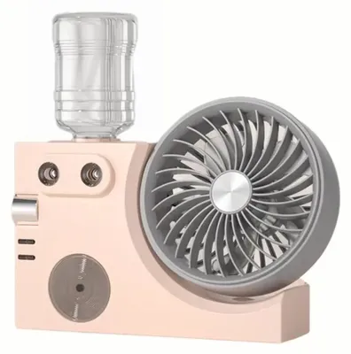 Imagen del producto de Ventilador portátil con humidificador, recargable por USB, funcionamiento ultrasilencioso, color rosa