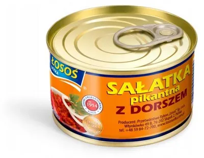 Zdjęcie produktu dla Sałatka pikantna z dorszem Łosoś Ustka 0,17 kg