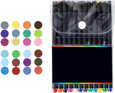 Obrázok produktu pre 24 farebných fixiek Fineliner Fine Point Pen 0,4 mm hrot pre písanie poznámok do denníka Kalendár Agenda pre dospelých Kreslenie Umenie Projekt Škola Dizajn Štúdio Kancelárske potreby