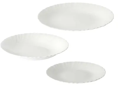 Immagine prodotto di Set di piatti piani VIVALTO, servizio da tavola, set da 12 pezzi, colore bianco, in vetro