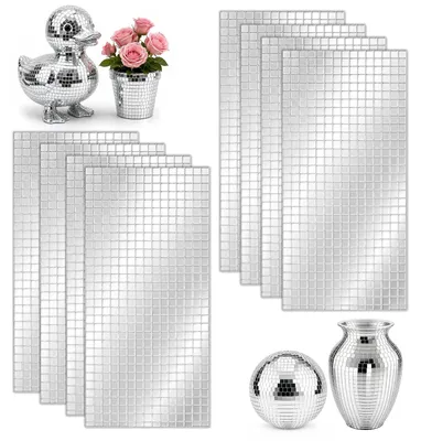 14400 selbstklebende Spiegelmosaikfliesen, Glas, 5x5 mm, silber