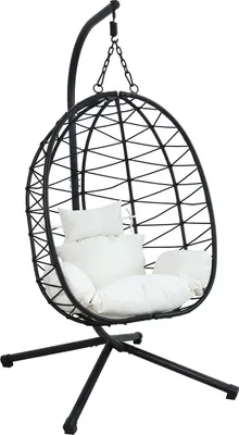 Produktbild von Hängesessel Lorica Beige mit Stahlgestell, faltbar, inkl. Kissen, 102x190x89 cm