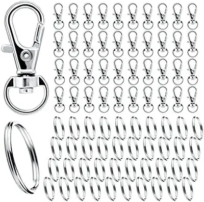 Produktbild von Schlüsselring Klein 80Stk Karabiner Schlüsselanhänger Basteln Selber Machen Ringe Karabinerhaken mit Drehgelenk(Silber)