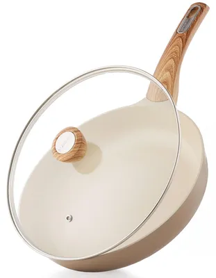 Immagine prodotto di Padella antiaderente in Vetroceramica con coperchio, 28 cm, color beige