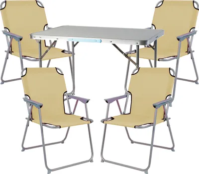Produktbild von 5-teiliges Campingmöbel Set Alu L70xB50xH59cm beige