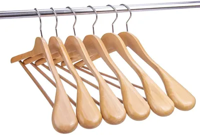 Produktbild von Holzkleiderbügel, 10er-Set – Breite Schulterkleiderbügel aus Naturholz, rutschfest und stabil, mit Hosenstange und 360° drehbarem Haken, Kleiderbügel für Jacken, Hemden und Mäntel.