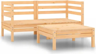 Produktbild von vidaXL 3-tlg. Garten-Lounge-Set Kiefer Massivholz