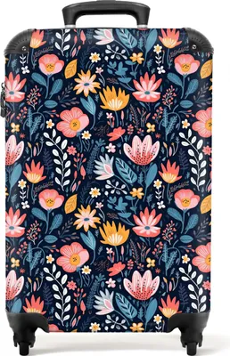 Produktbild von NoBoringSuitcases.com® Koffer Handgepäck Trolley Rollkoffer Kleine Reisekoffer mit 4 Rollen - Blumen - Muster - Pflanzen - Botanisch - Cabin Size < 55x40x23 cm & 55x40x20 cm - Fotokoffer - Kabinenkoffer - BoardgepäckHandgepäck Koffer 55x35x20 cm, 36L,