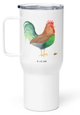 Produktbild von Mr. & Mrs. Panda Thermobecher Hahn Korn - Weiß - Geschenk, Natur, Thermos-Becher, Kaffee-to-go-Becher, Eier, Teetasse, Henne, Edelstahlbecher, Bauernhof, thermosbecher