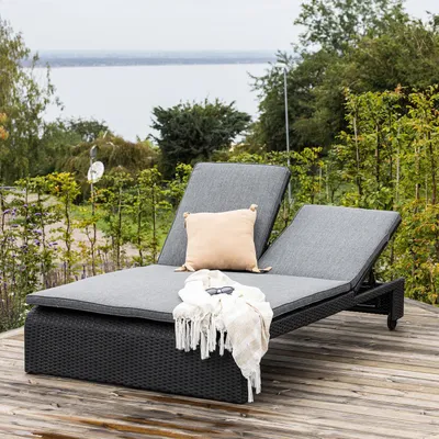 Produktbild von home24 Gartenbett - Schwarz - Polyethylen - 119 x 32 x 196 cm