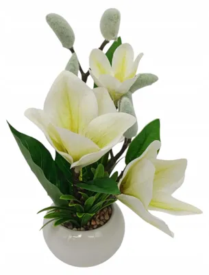 Produktbild von Künstliche Blume im Topf Realistisches Gesteck Weiße Dekoration 30cm