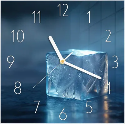 Produktbild von Wanduhr aus Glas mit Motiv Eiswürfel- 30 x 30 cm - inkl. Aufhängesystem