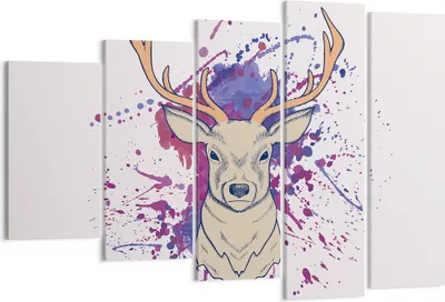 Produktbild von Bild auf Leinwand - Leinwandbild - Hirsch Abstraktion - 150x100cm - Wand Bild - Wanddeko - Leinwanddruck - Bilder - Kunstdruck - Wanddekoration - Leinwand bilder - Wandkunst - EG150x100-3691
