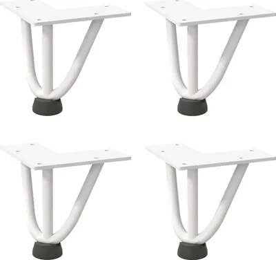 Produktbild von vidaXL Haarnadelbeine für Couchtisch 4 Stk. Weiß 10 cm Massivstahl