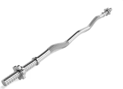 Produktbild von ScSPORTS® SZ Stange - 120cm, 30mm, bis 110 kg Belastbar, Gerändelt, Chrom, Sternverschlüsse - Langhantelstange, Curlstange, Hantelstange, Curlhantelstange, Curlhantel, SZ-Curlstange, Fitness