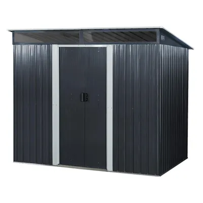 Produktbild von 4iQ Gerätehaus Metall 4,0 m² 238x174 cm Bodenrahmen Geräteschuppen Anthrazit