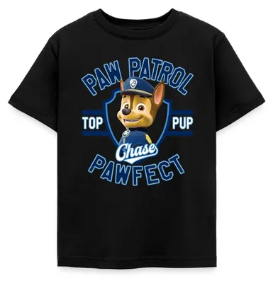 Produktbild von Spreadshirt Paw Patrol Chase Pawfect Kinder T-Shirt, 110/116 (5-6 Jahre), Schwarz