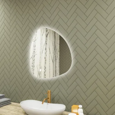 Obrázok produktu pre Kúpe??ové zrkadlo 64x64cm - nepravidelný s LED osvetlením - LED Dual a dotykový senzor a vyhrievacia rohož